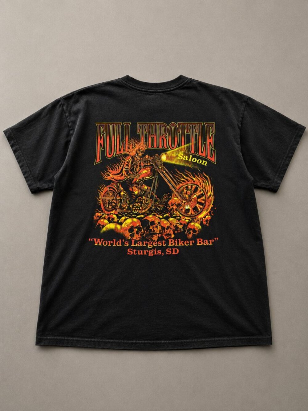 Full Throttle Saloon Sturgis SD Flaming Skull T-Shirt XL